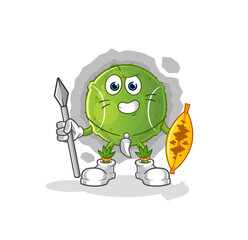 tennis ball african tribal fighter mascot. cartoon vector