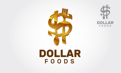 Dollar Food Vector Logo Template. This logo great for your grocery or supermarket business with this eye-catching cutlery and dollar bill symbol.