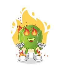 tennis ball on fire mascot. cartoon vector