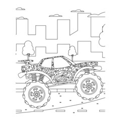 Monster truck vector illustration kids activity coloring pages © Litonmiya