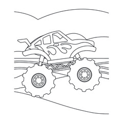 Monster truck vector illustration kids activity coloring pages © Litonmiya