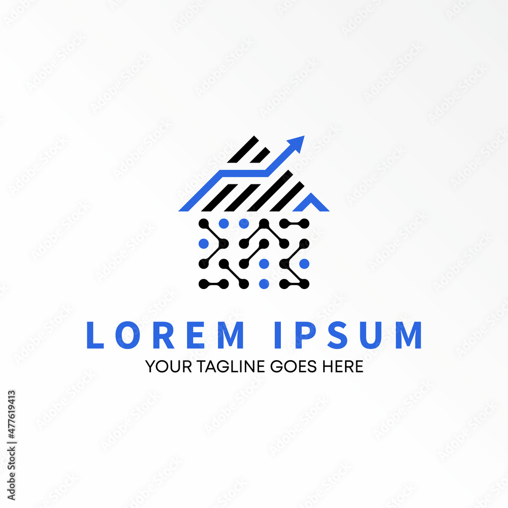 Poster home or house and dots tech free with arrow trading image graphic icon logo design abstract concept 