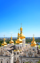 Fototapeta na wymiar Golden domes of Dormition Cathedral, Kiev Pechersk Lavra, Kiev, Ukraine.