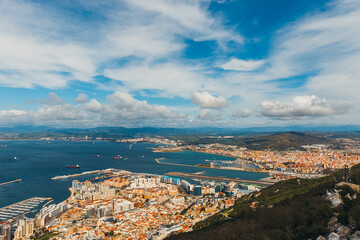 Naklejka na ściany i meble The town and harbour of Gibraltar viewed from up the Rock