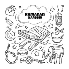 Ramadan Kareem with Hand drawn doodle style