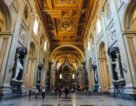 Rome, Italy, June 2017 - inner view of the Basilica of San Giovanni in Laterano