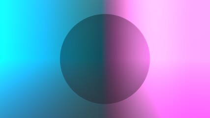 Abstract blue-pink background. Eclipse digital design. Bright background and balloon concept. Neon light 3D renderer.Central core.