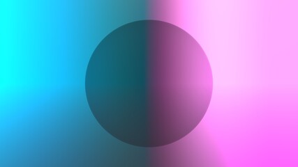 Abstract blue-pink background. Eclipse digital design. Bright background and balloon concept. Neon light 3D renderer.Central core.