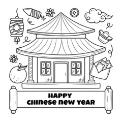 Chinese new year with Hand drawn doodle style