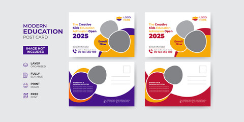 Creative and modern education admission postcard template