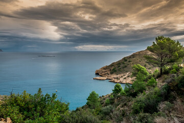 Fototapeta premium Views of the Mediterranean Sea from the Sierra Helada near El Albir in Alicante, Spain