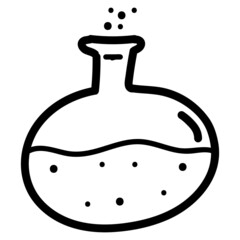 Hand drawn chemical vessels icon in doodle style isolated.