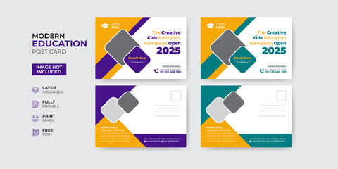 Creative and modern education admission postcard template