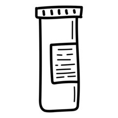 Hand drawn case with pills icon in doodle style isolated.