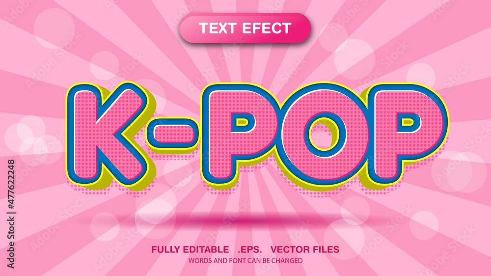 Aufkleber 3d editable text effect and font style template, k-pop themed