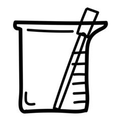 Hand drawn icon chemical glassware in doodle style isolated.