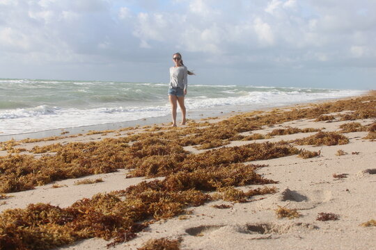 woman walking on the beach