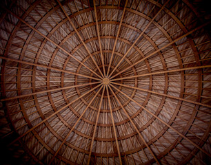 Circular roof structure made with timber