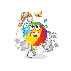 beach ball catch butterfly illustration. character vector