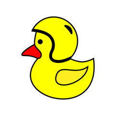 cute duck wearing helmet, vector poultry farm Illustration on a white background