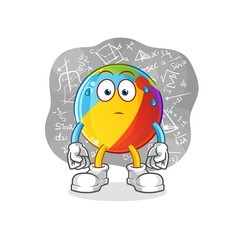 beach ball thinking hard vector. cartoon character