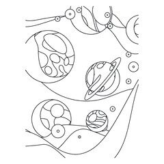 space vector art rocket planet spaceship kids coloring and activity book