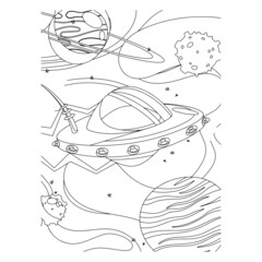 space vector art rocket planet spaceship kids coloring and activity book