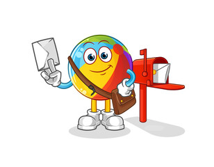 beach ball postman vector. cartoon character