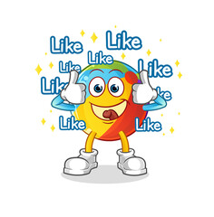 beach ball give lots of likes. cartoon vector