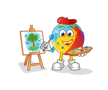 beach ball artist mascot. cartoon vector
