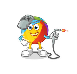 beach ball welder mascot. cartoon vector