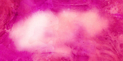 Grunge abstract neon magenta watercolor background. Paper textured aquarelle canvas for modern creative design. Abstract cosmic pink hand drawn multicolor texture water color painted illustration