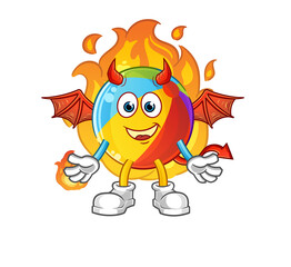 beach ball demon with wings character. cartoon mascot vector