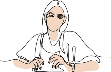 One continuous line is the concept. Vector illustration. Continuous line drawing of loan officer negotiating with bank client about credit application business entities parties. 