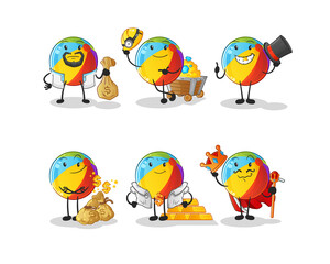 beach ball rich group character. cartoon mascot vector