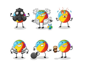 Fototapeta premium beach ball villain group character. cartoon mascot vector