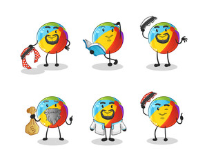 Obraz premium beach ball arab character. cartoon mascot vector