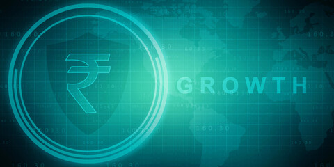 Rupee currency . 2D rendering illustration