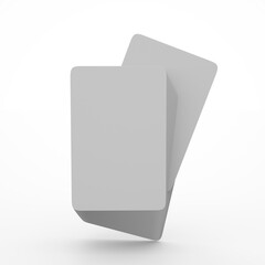 Floating playing cards above the deck. Flying 3D rendering for design placement. Casino, betting, gambling. Teaching material. 3d template for presentation. The stack, the deck is empty.