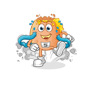 Broken Egg Runner Character. Cartoon Mascot Vector