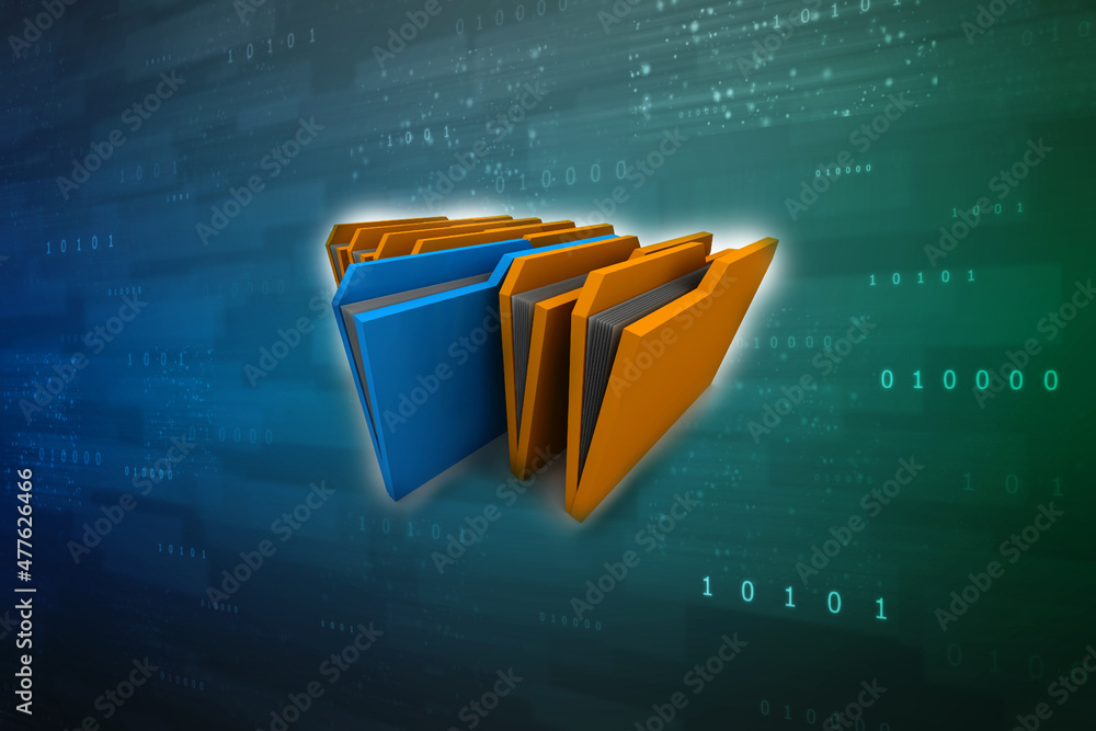 Poster 3d rendering folder with documents