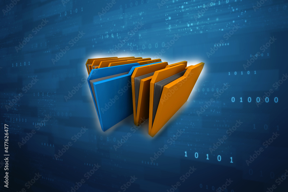 Poster 3d rendering folder with documents