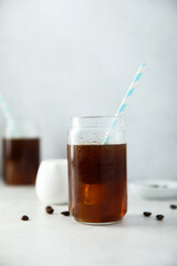 Refreshing vegan coffee drink served for two