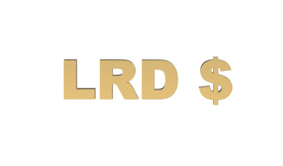 Currency symbol of Liberia, Liberian dollar sign in Gold - 3d rendering, 3d Illustration
