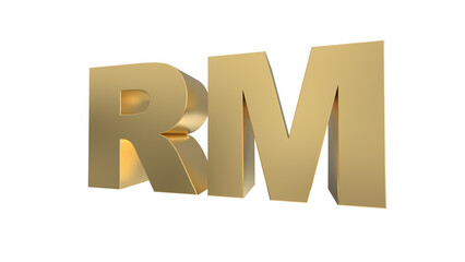 Currency symbol of Malaysia, Malaysian dollar sign in Gold - 3d rendering, 3d Illustration © Manish