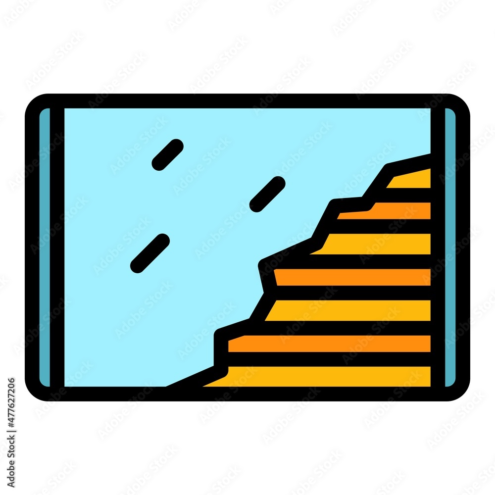 Poster broken display tablet icon. outline broken display tablet vector icon color flat isolated