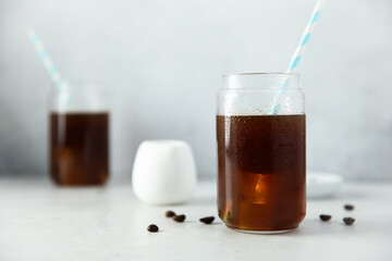 Refreshing vegan coffee drink served for two