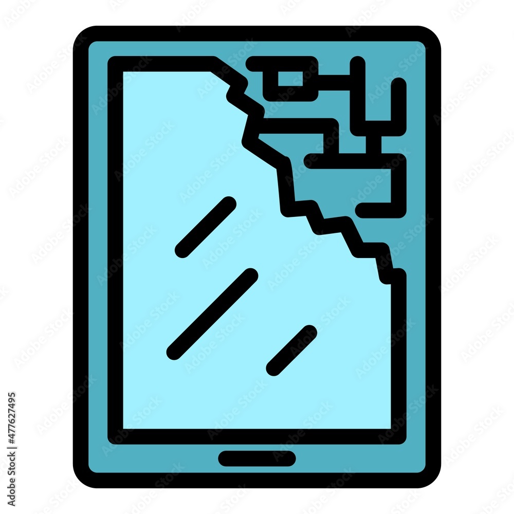 Aufkleber damaged display icon. outline damaged display vector icon color flat isolated