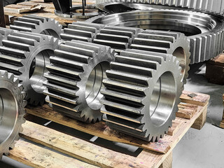 The cylindrical straight gear after processing on the machine is in the warehouse.