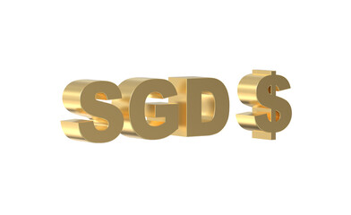 Currency symbol of Singapore , Singaporean dollar sign in Gold - 3d rendering, 3d Illustration